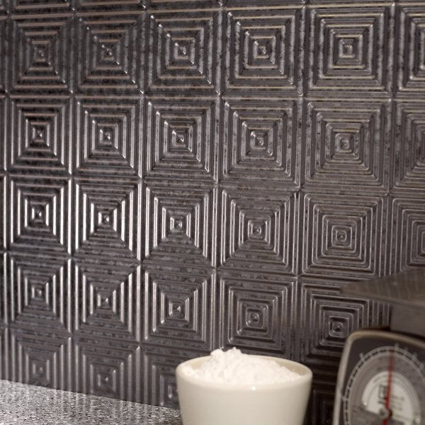 Fasade 18in x 24in Miniquattro Galvanized Steel Backsplash Panel 5pk