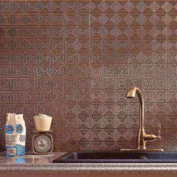 Fasade 18in x 24in Miniquattro Galvanized Steel Backsplash Panel 5pk