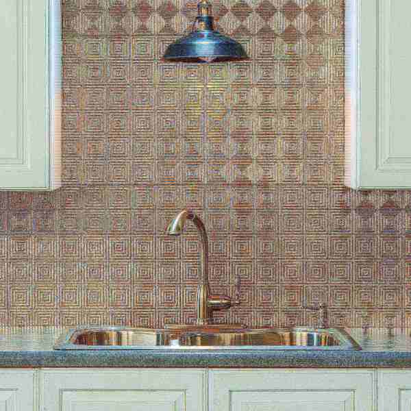 Fasade 18in x 24in Miniquattro Vintage Metal Backsplash Panel 5pk