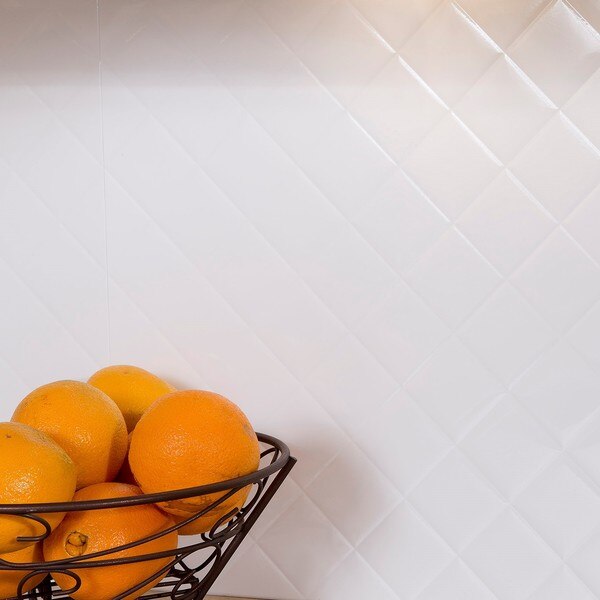 Fasade 18in x 24in Quilted Matte White Backsplash Panel 5pk