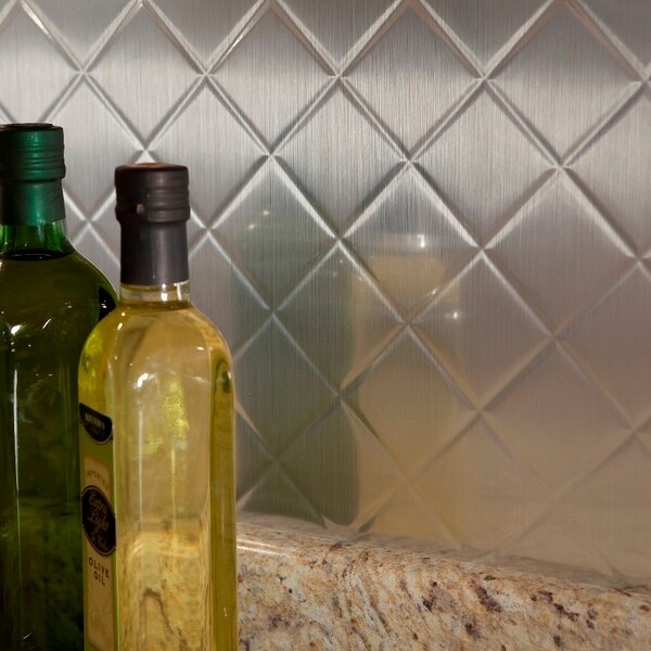 Fasade 18in x 24in Quilted Brushed Aluminum Backsplash Panel 5pk