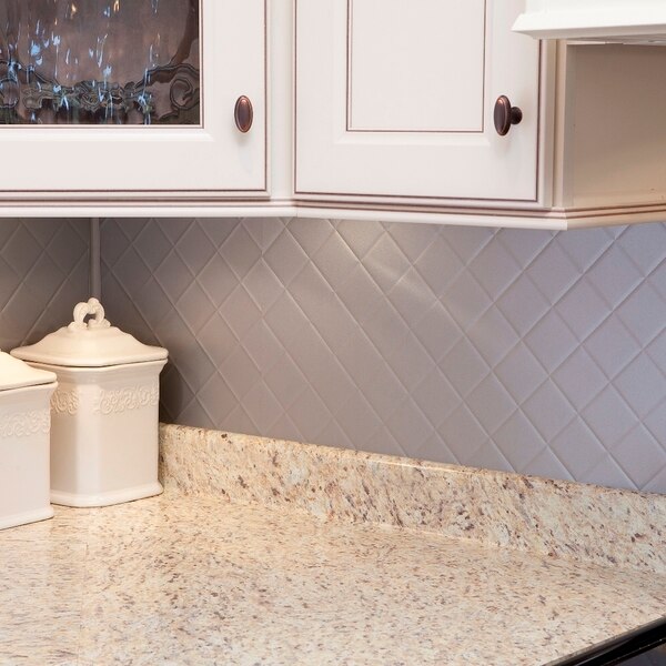 Fasade 18in x 24in Quilted Argent Silver Backsplash Panel 5pk