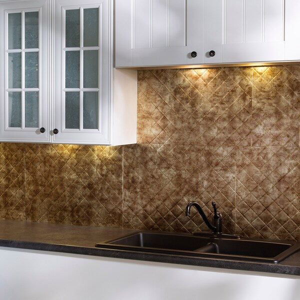 Fasade 18in x 24in Quilted Bermuda Bronze Backsplash Panel 5pk