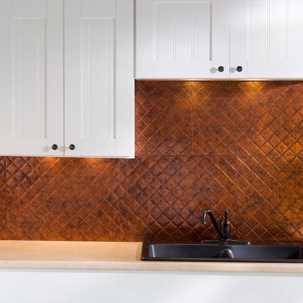 Fasade 18in x 24in Quilted Moonstone Copper Backsplash Panel 5pk