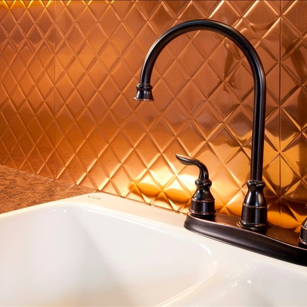 Fasade 18in x 24in Quilted Polished Copper Backsplash Panel 5pk