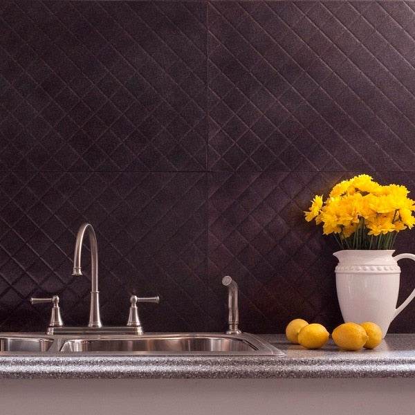 Fasade 18in x 24in Quilted Smoked Pewter Backsplash Panel 5pk