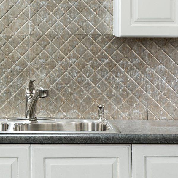 Fasade 18in x 24in Quilted Vintage Metal Backsplash Panel 5pk