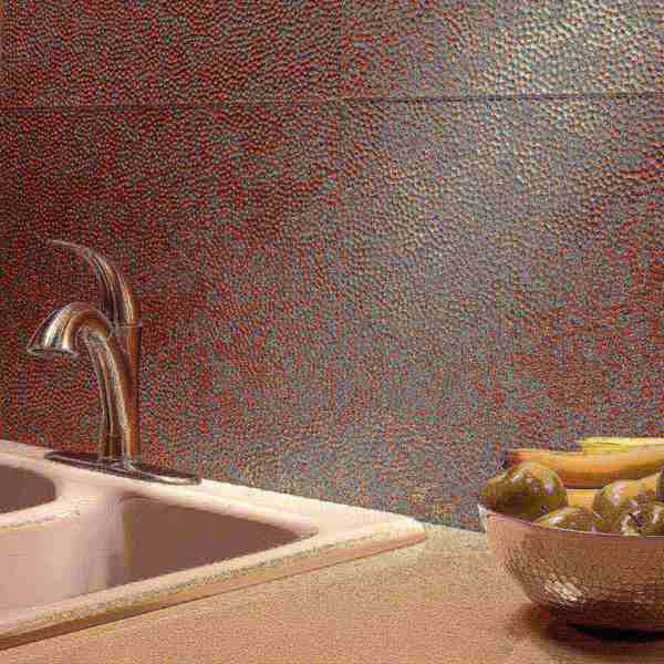 Fasade 18in x 24in Hammered Copper Fantasy Backsplash Panel 5pk