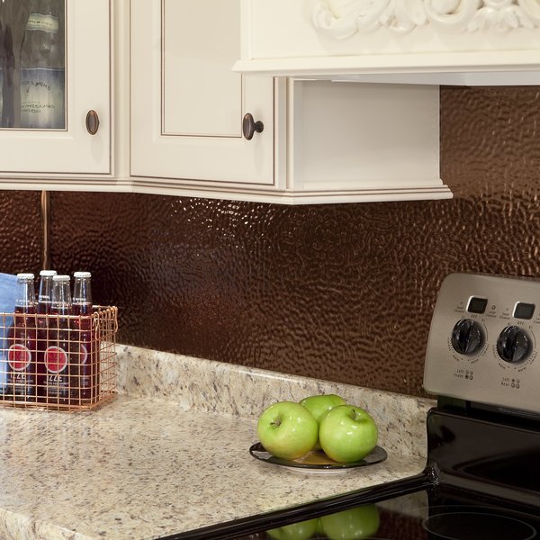 Fasade 18in x 24in Hammered Oil Rubbed Bronze Backsplash Panel 5pk