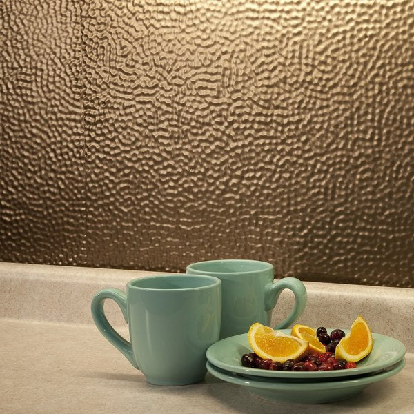 Fasade 18in x 24in Hammered Argent Bronze Backsplash Panel 5pk