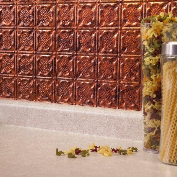 Fasade 18in x 24in Traditional 6 Moonstone Copper Backsplash Panel 5pk