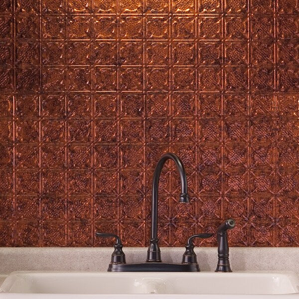Fasade 18in x 24in Traditional 6 Moonstone Copper Backsplash Panel 5pk
