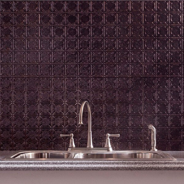 Fasade 18in x 24in Traditional 6 Smoked Pewter Backsplash Panel 5pk