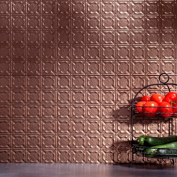 Fasade 18in x 24in Traditional 6 Argent Bronze Backsplash Panel 5pk