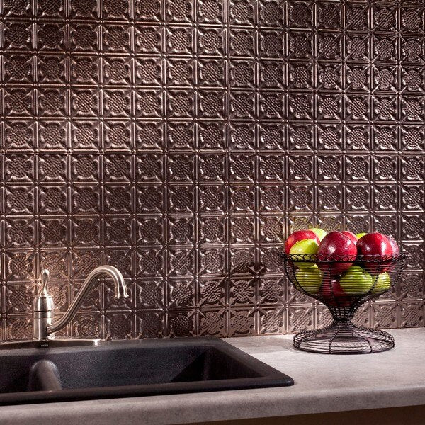 Fasade 18in x 24in Traditional 6 Brushed Nickel Backsplash Panel 5pk