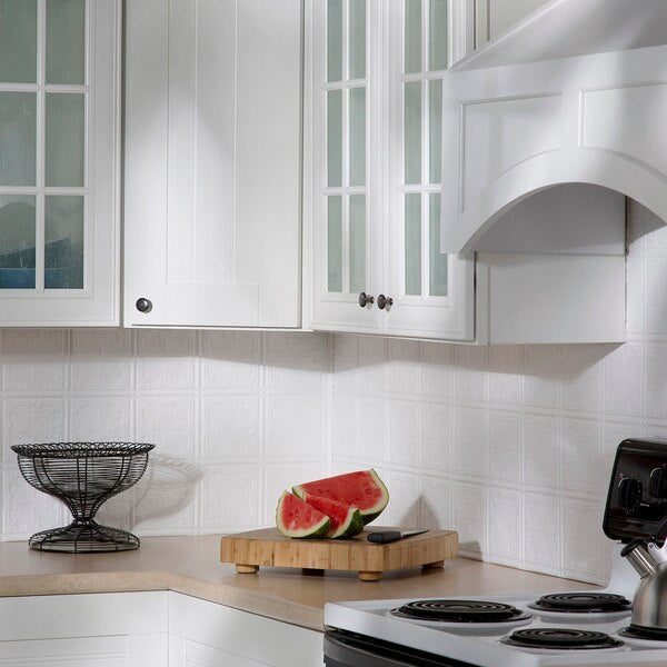Fasade 18in x 24in Traditional 10 Matte White Backsplash Panel 5pk