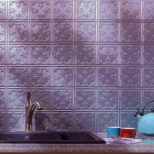 Fasade 18in x 24in Traditional 10 Argent Silver Backsplash Panel 5pk