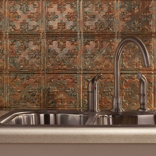 Fasade 18in x 24in Traditional 10 Copper Fantasy Backsplash Panel 5pk