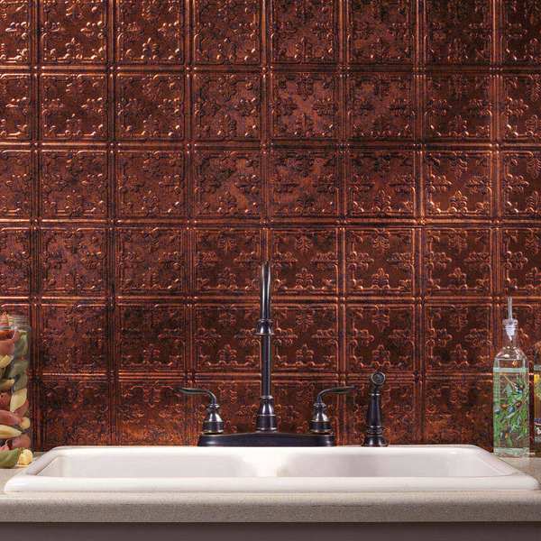 Fasade 18in x 24in Traditional 10 Moonstone Copper Backsplash Panel 5pk