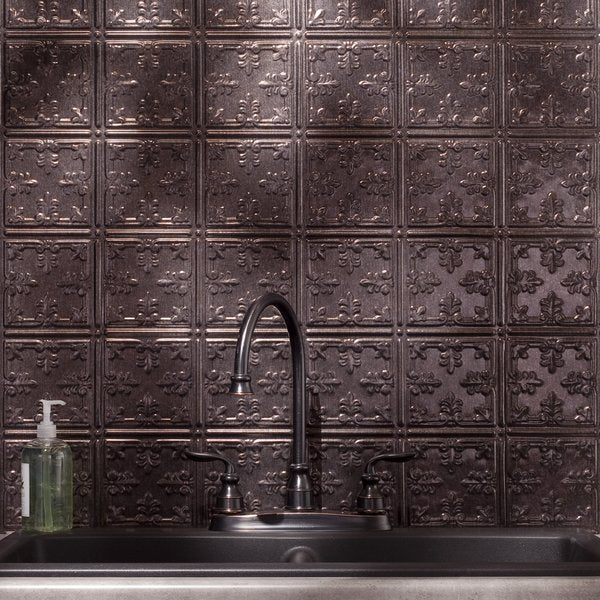 Fasade 18in x 24in Traditional 10 Smoked Pewter Backsplash Panel 5pk
