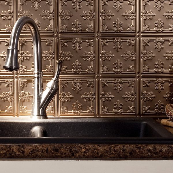 Fasade 18in x 24in Traditional 10 Argent Bronze Backsplash Panel 5pk