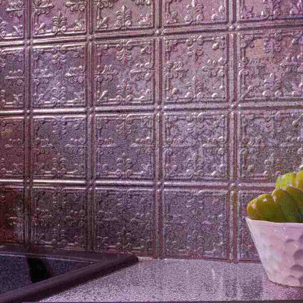 Fasade 18in x 24in Traditional 10 Galvanized Steel Backsplash Panel 5pk