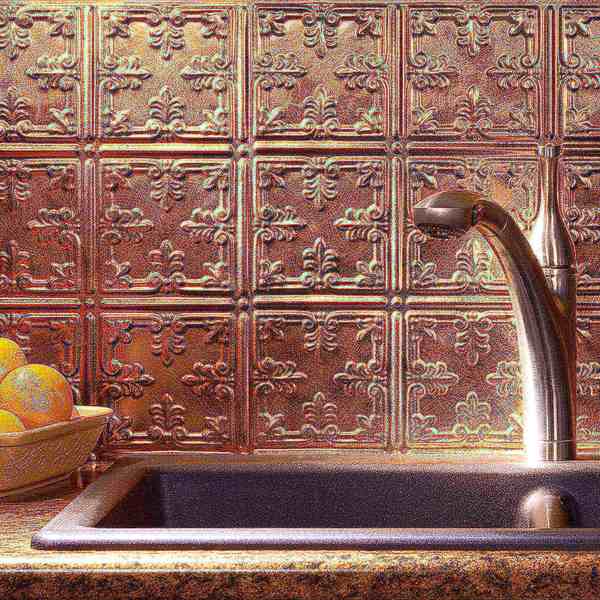 Fasade 18in x 24in Traditional 10 Antique Bronze Backsplash Panel 5pk