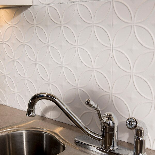 Fasade 18in x 24in Rings Matte White Backsplash Panel 5pk