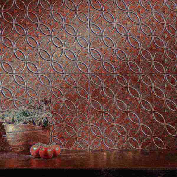 Fasade 18in x 24in Rings Copper Fantasy Backsplash Panel 5pk