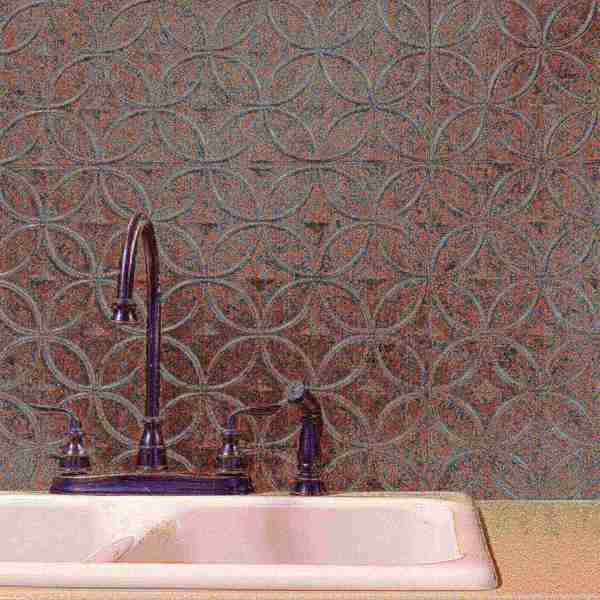 Fasade 18in x 24in Rings Moonstone Copper Backsplash Panel 5pk