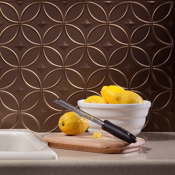 Fasade 18in x 24in Rings Argent Bronze Backsplash Panel 5pk
