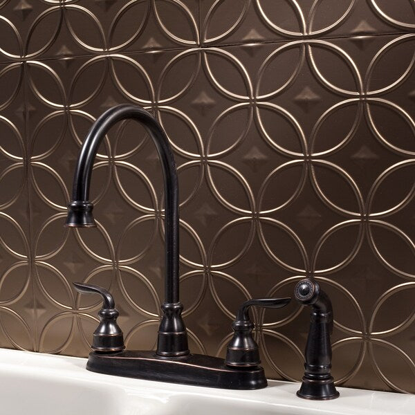 Fasade 18in x 24in Rings Argent Bronze Backsplash Panel 5pk