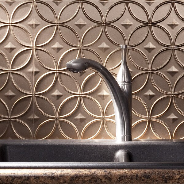 Fasade 18in x 24in Rings Argent Bronze Backsplash Panel 5pk