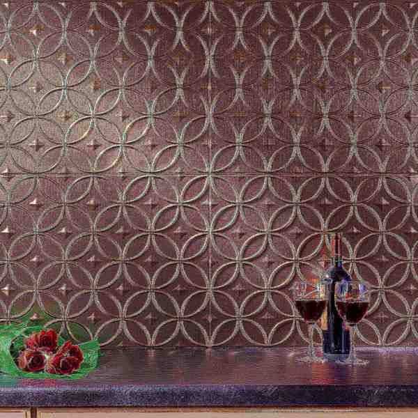 Fasade 18in x 24in Rings Brushed Nickel Backsplash Panel 5pk