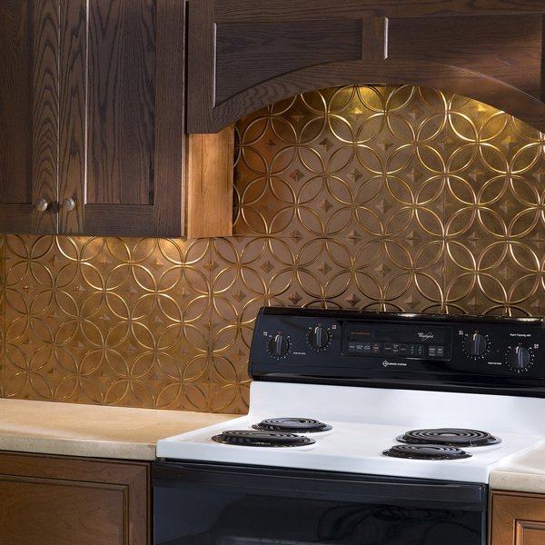 Fasade 18in x 24in Rings Antique Bronze Backsplash Panel 5pk