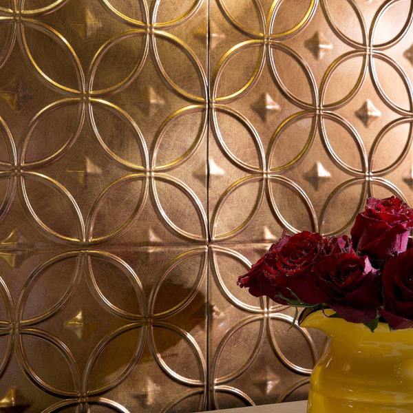 Fasade 18in x 24in Rings Antique Bronze Backsplash Panel 5pk