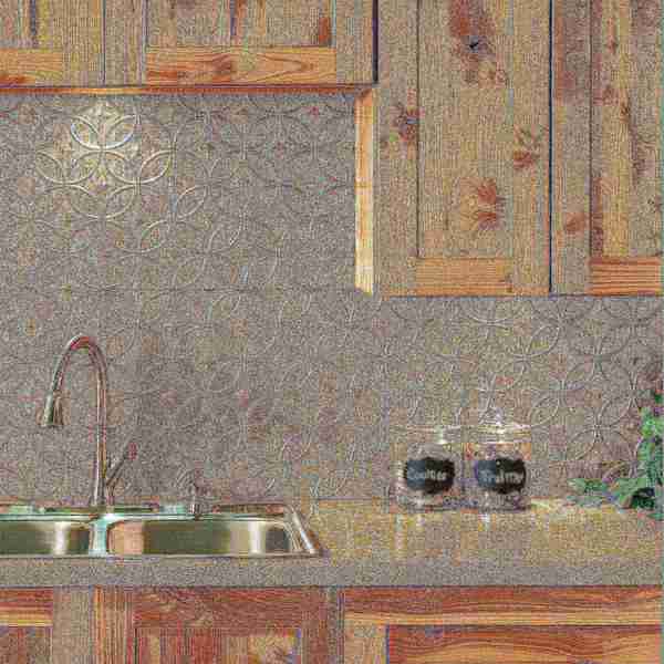 Fasade 18in x 24in Rings Vintage Metal Backsplash Panel 5pk