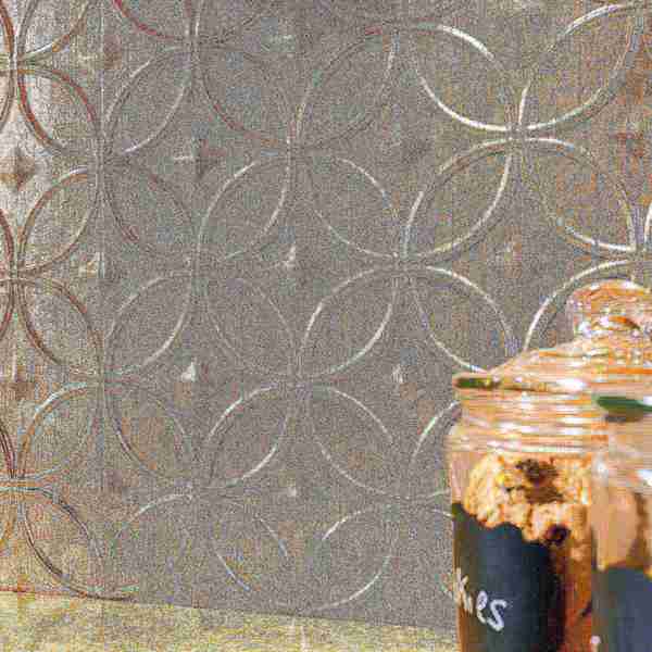Fasade 18in x 24in Rings Vintage Metal Backsplash Panel 5pk