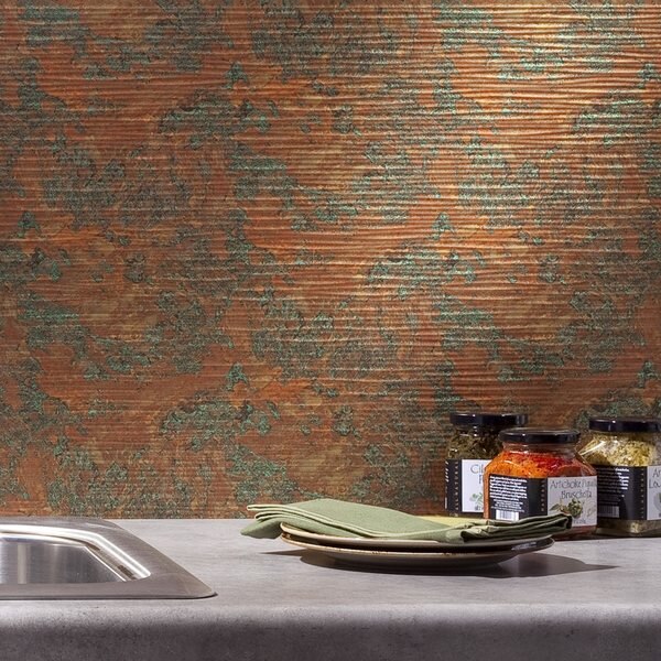 Fasade 18in x 24in Ripple Copper Fantasy Backsplash Panel 5pk