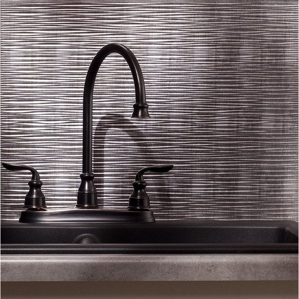 Fasade 18in x 24in Ripple Crosshatch Silver Backsplash Panel 5pk