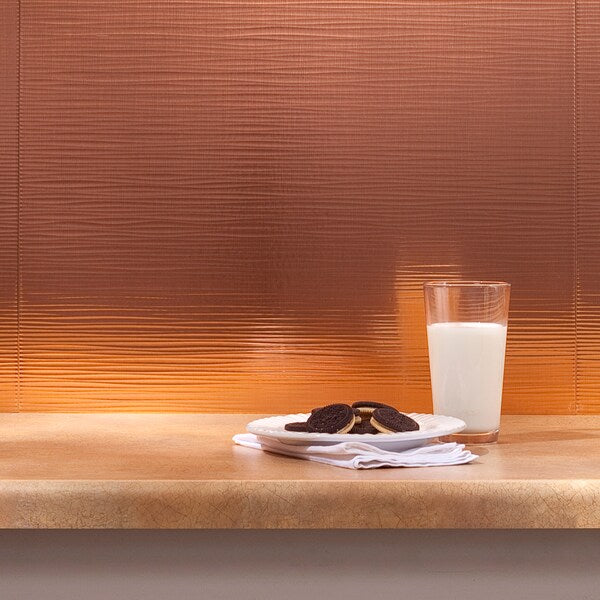Fasade 18in x 24in Ripple Polished Copper Backsplash Panel 5pk