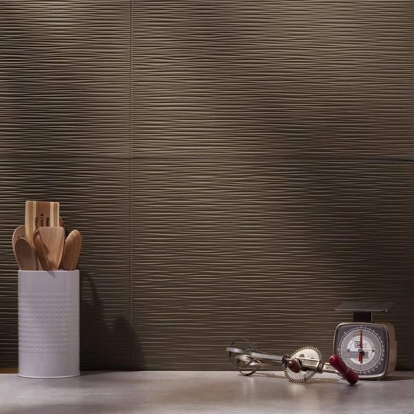 Fasade 18in x 24in Ripple Argent Bronze Backsplash Panel 5pk