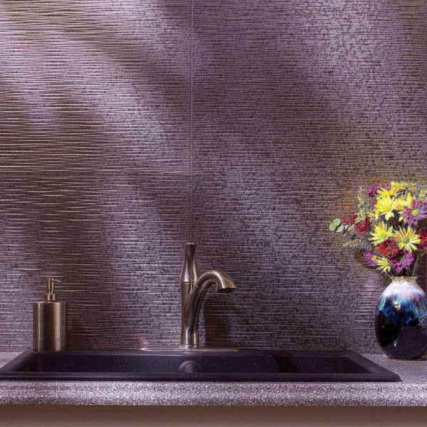 Fasade 18in x 24in Ripple Galvanized Steel Backsplash Panel 5pk