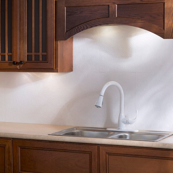 Fasade 18in x 24in Lotus Matte White Backsplash Panel 5pk