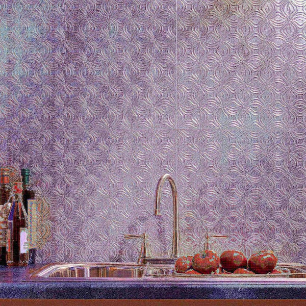 Fasade 18in x 24in Lotus Crosshatch Silver Backsplash Panel 5pk