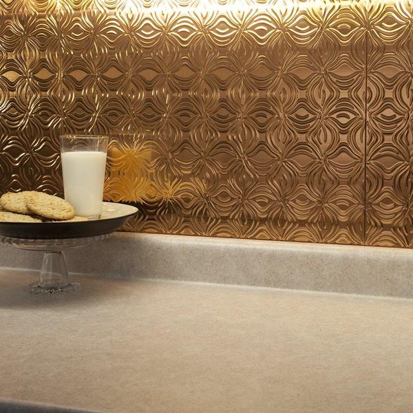 Fasade 18in x 24in Lotus Polished Copper Backsplash Panel 5pk