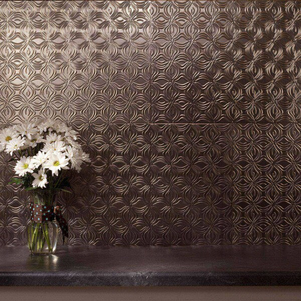 Fasade 18in x 24in Lotus Brushed Nickel Backsplash Panel 5pk