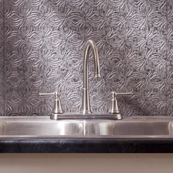 Fasade 18in x 24in Lotus Galvanized Steel Backsplash Panel 5pk