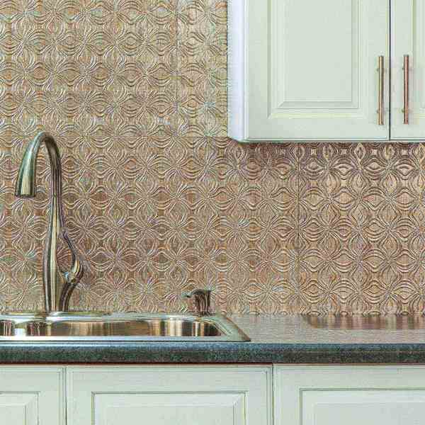 Fasade 18in x 24in Lotus Vintage Metal Backsplash Panel 5pk