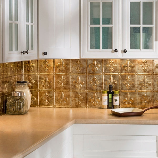 Fasade 18in x 24in Fleur-de-lis Bermuda Bronze Backsplash Panel 5pk